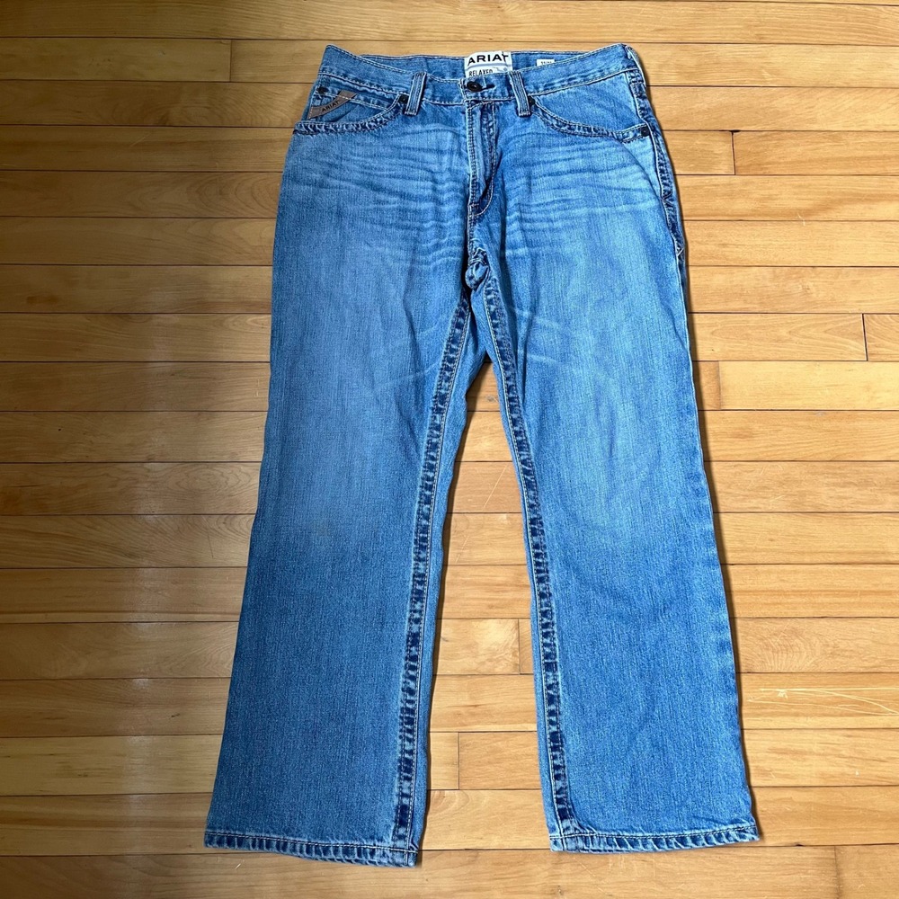 Ariat M4 Relaxed Boot Cut Jeans Mens 33x30 Medium Wash Blue Denim Western Work